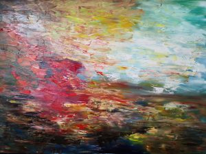 "the archangel burns and drowns" oel on canvas 70x100 cm 2020